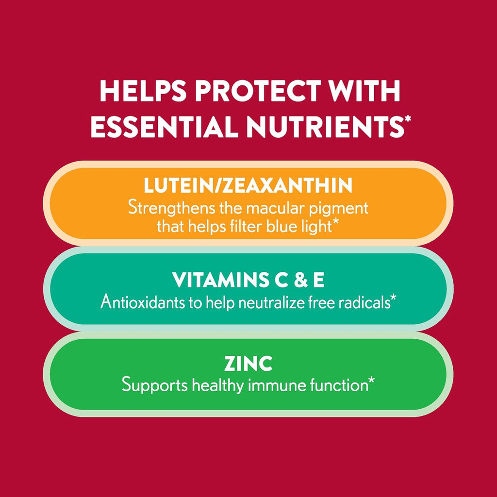 Ocuvite Vitamin and Mineral Supplement for Eye Health, Gummies with Zinc, Vitamins C and E, Lutein, and Zeaxanthin, 60 Gummies
