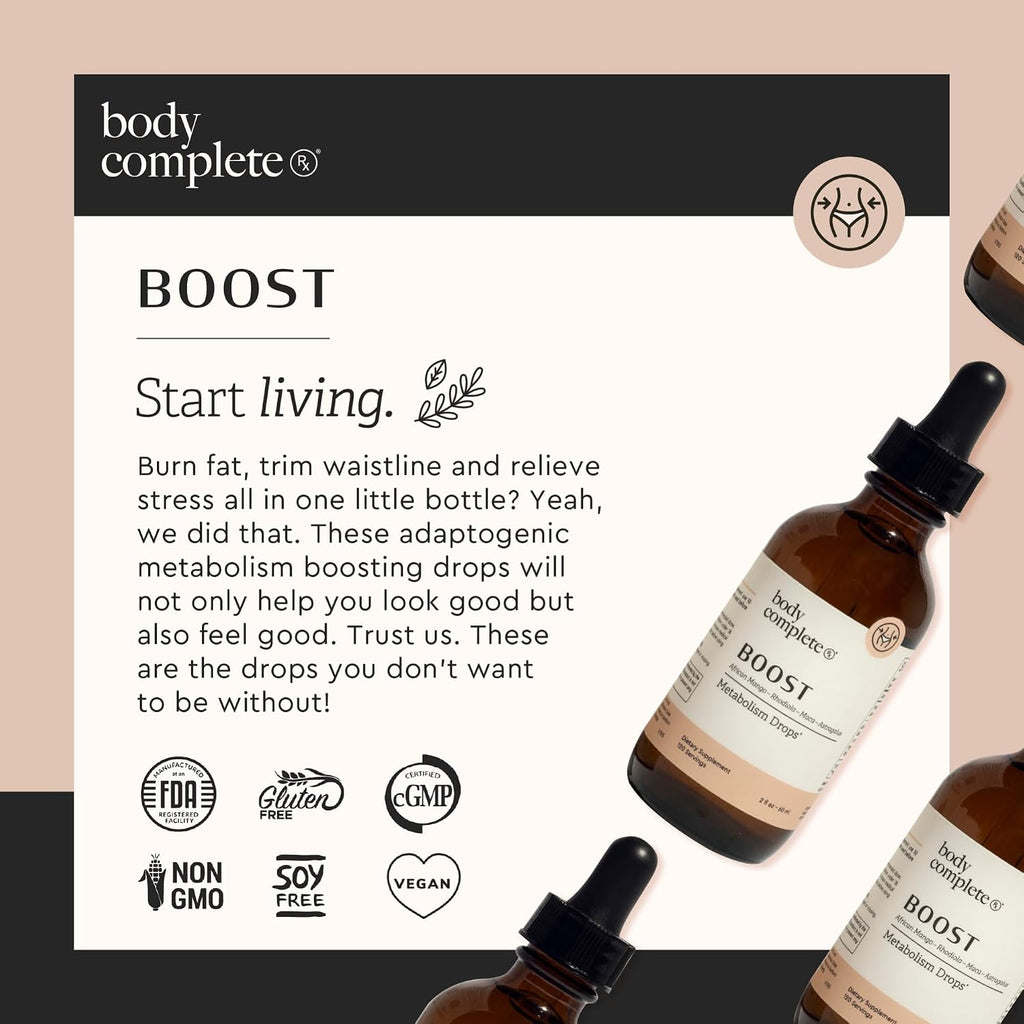 Boost Drops con Maca, Aminoácidos y Rhodiola - Suplemento Líquido para Energía y Digestión, 60 ml