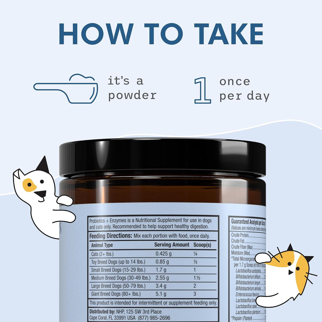 Bark & Whiskers Probiotics + Enzymes - Probióticos y Enzimas para Perros y Gatos - 60 Cucharadas