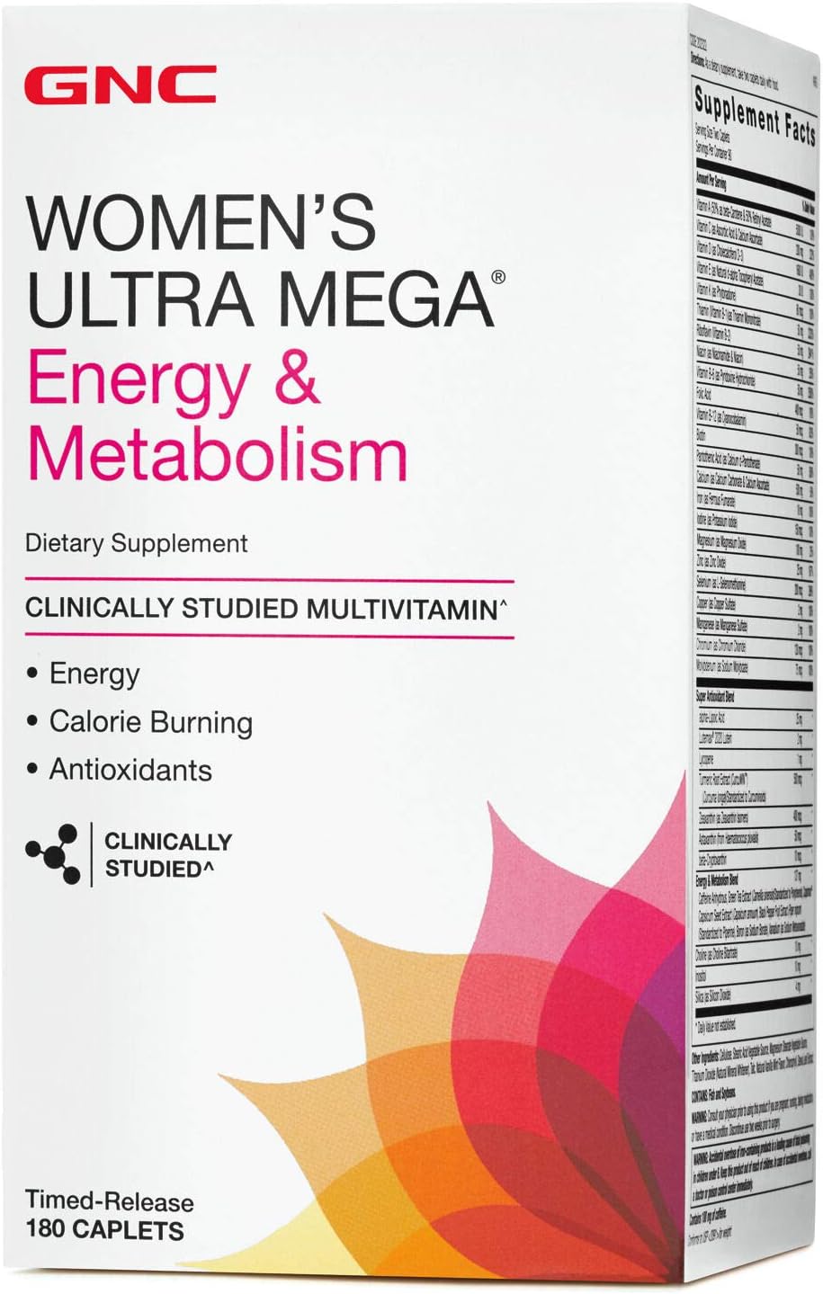 GNC Women's Ultra Mega Energy and Metabolism Multivitamin for Women, 180 caplets