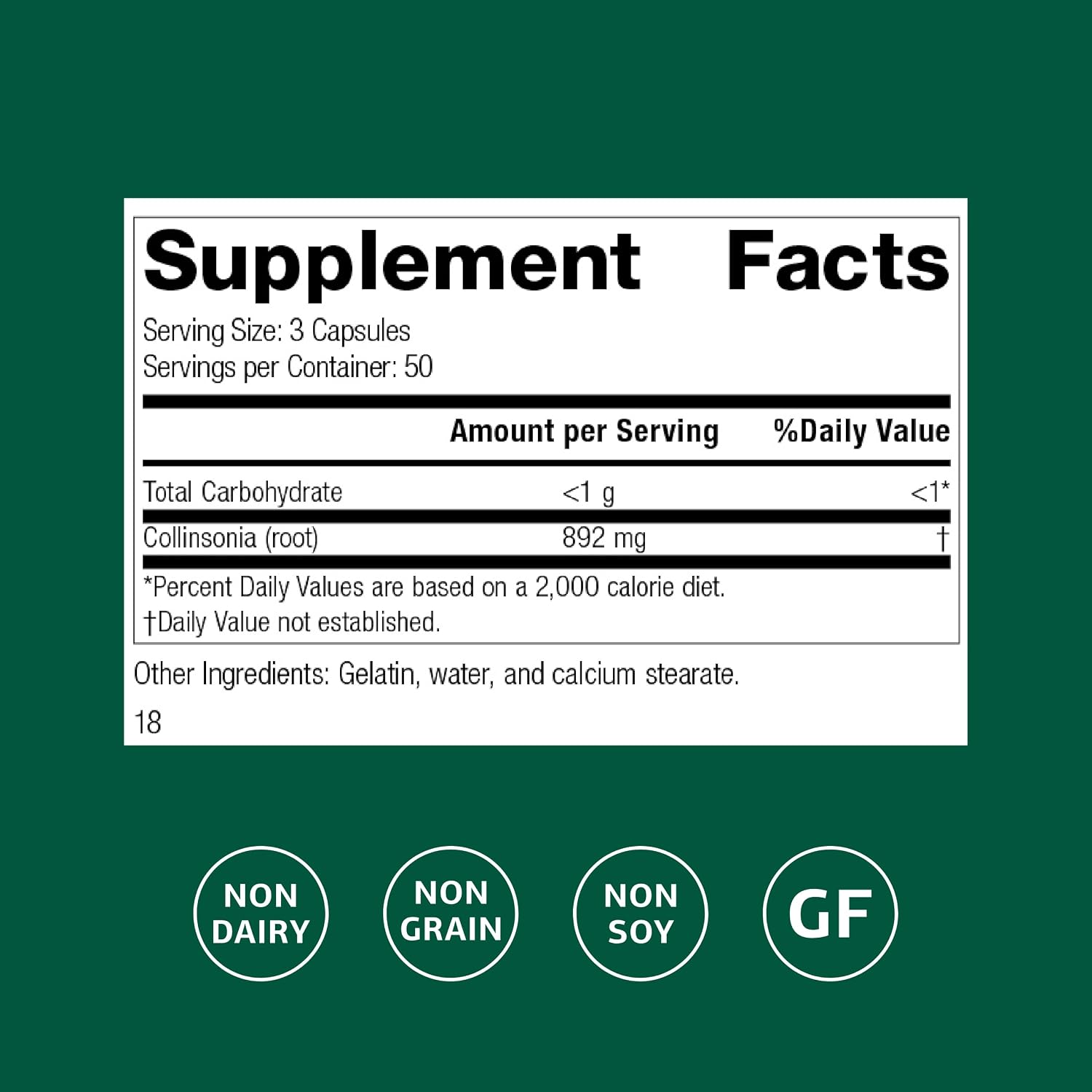 Standard Process Collinsonia Root - Suplemento de Raíz de Collinsonia para la Salud Vascular y Renal, 150 Cápsulas