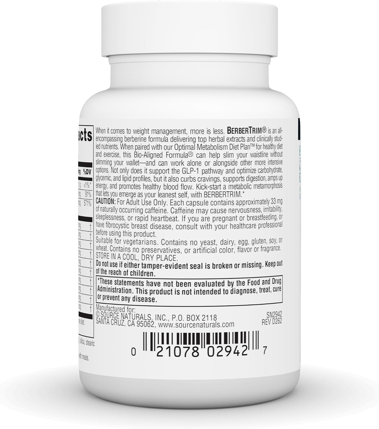 Source Naturals BerberTrim, Complejo de Berberina para el Metabolismo de Carbohidratos*, Cápsulas Vegetarianas (45)