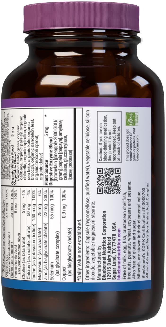 Bluebonnet Nutrition One for Men – Complejo Multivitamínico a Base de Alimentos Integrales