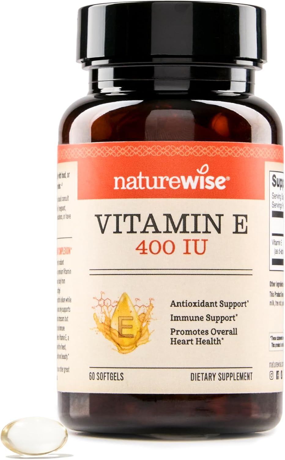 NatureWise Vitamina E 400 UI (180 mg) – 60 Cápsulas Blandas