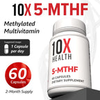 10X Health 5-MTHF Metilfolato con Magnesio - Complemento Alimenticio de Folato Metilado 60 Cápsulas