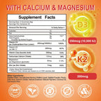 GKOKG Vitamina D3 K2 Gominolas Veganas - 1000 UI D3 + 200 mcg MK7 - Apoyo para Huesos, Corazón, Músculos e Inmunidad - 60 Gominolas Sabor Naranja