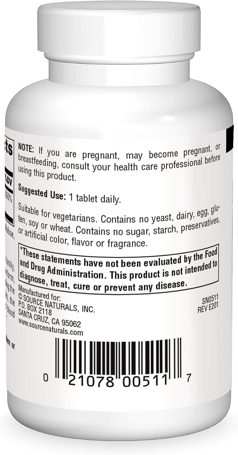 Source Naturals Ácido Pantoténico 250 mg - 100 Comprimidos