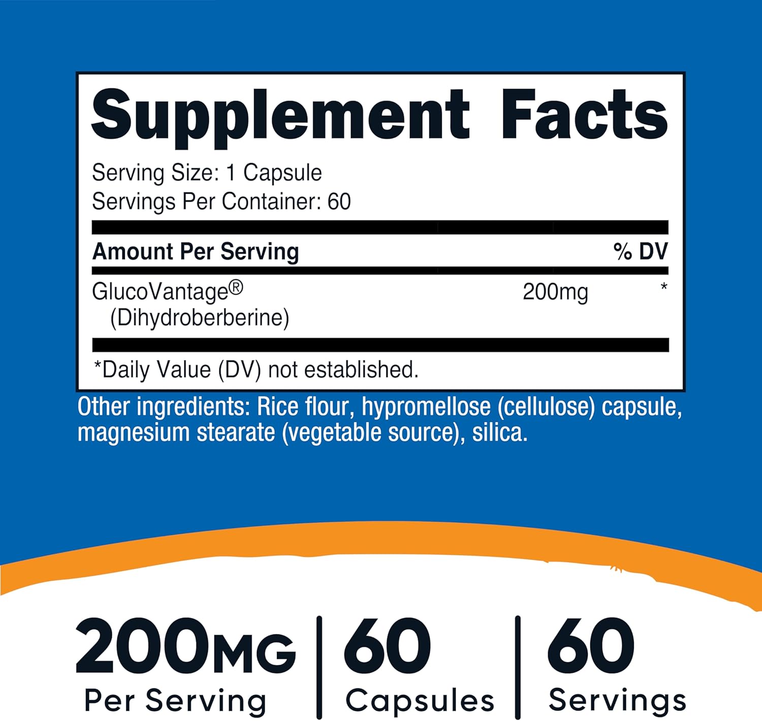 Cápsulas de Dihidroberberina Nutricost (200 mg, 60 cápsulas) - Metabolito de Berberina