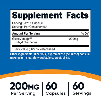 Cápsulas de Dihidroberberina Nutricost (200 – Forma de cápsula conveniente: Cada cápsula contiene 200 mg de – Image 2