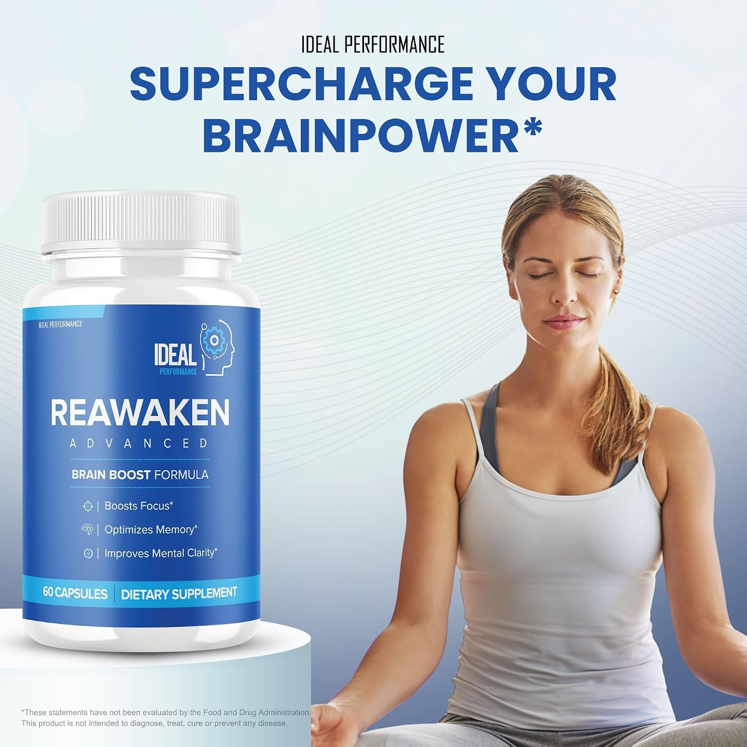 Reawaken Brain Boost Suplemento para la Memoria - Fórmula Avanzada (3 Paquetes - 180 Cápsulas)