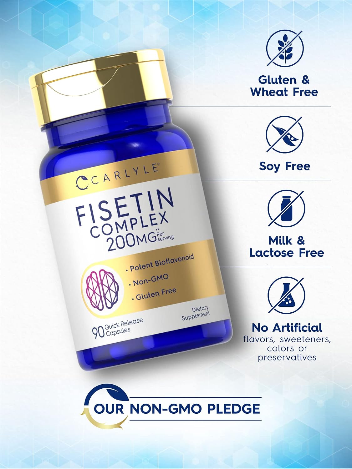 Carlyle Fisetin Complex | 90 Cápsulas | Sin OGM y Sin Gluten