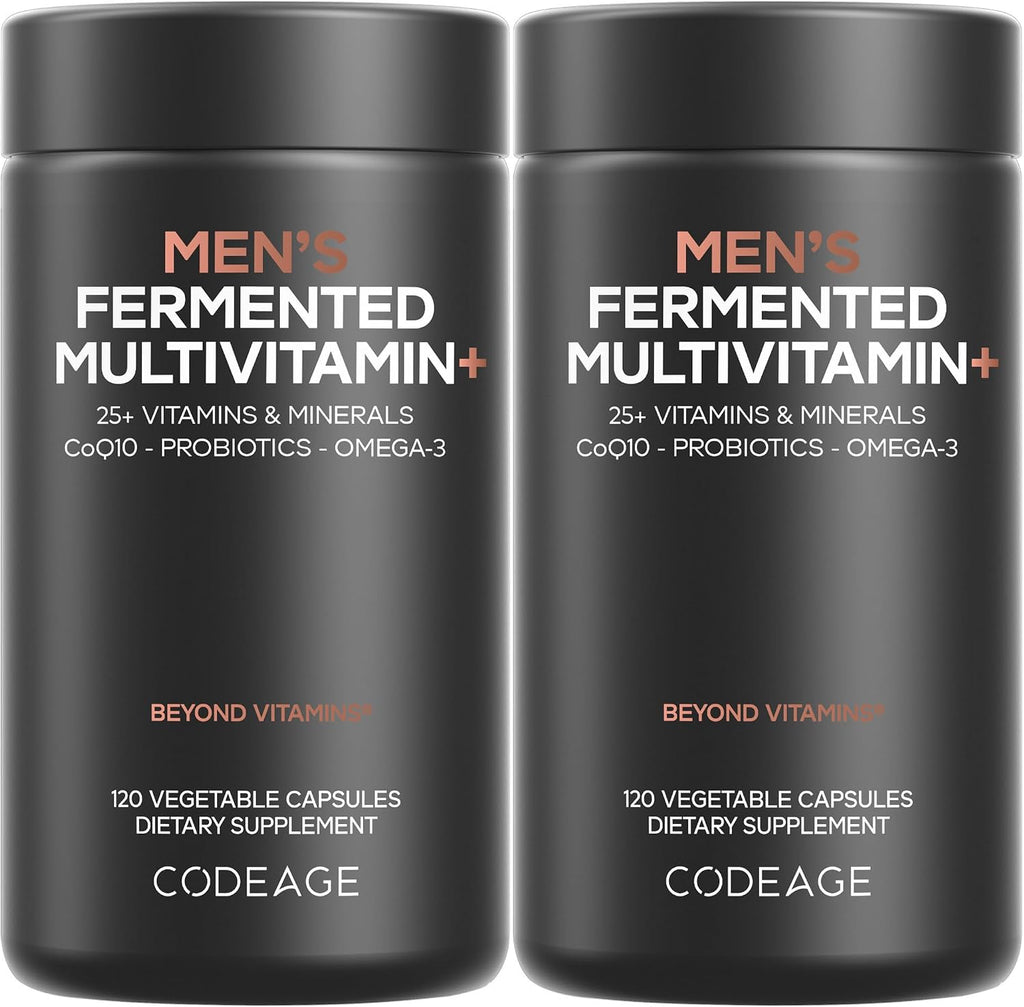 Codeage Multivitamínico Diario para Hombres – 25+ Vitaminas y Minerales, Alimentos Integrales Orgánicos, Probióticos, Omega-3, Zinc, Vitaminas A, B, C, D, E y K (2 Envases)