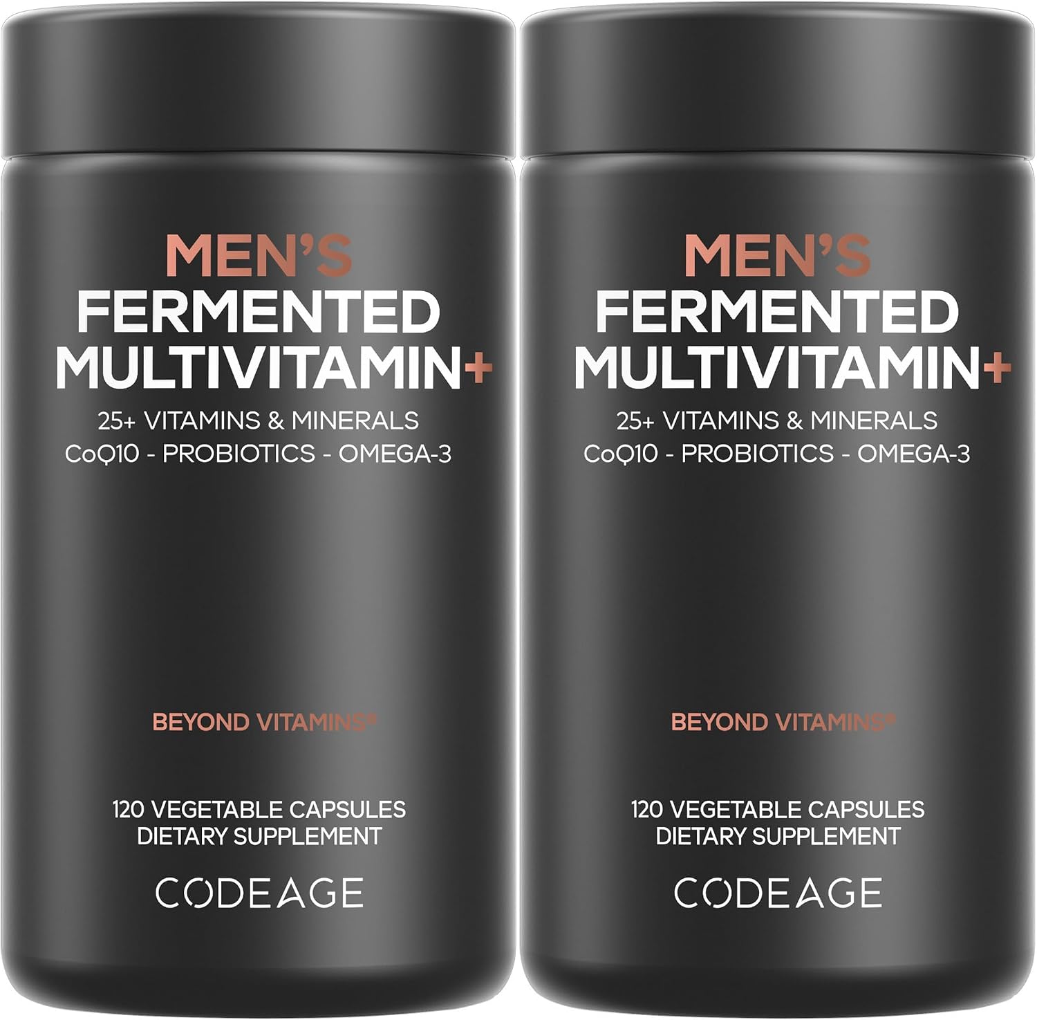 Codeage Multivitamínico Diario para Hombres – 25+ Vitaminas y Minerales, Alimentos Integrales Orgánicos, Probióticos, Omega-3, Zinc, Vitaminas A, B, C, D, E y K (2 Envases)