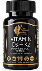 Cocó March N.M.D Vitamina D3+K2 10.000 UI - 180 mcg de Vitamina K2, 250 mcg de Vitamina D3, 120 Cápsulas, Sin Gluten, No GMO