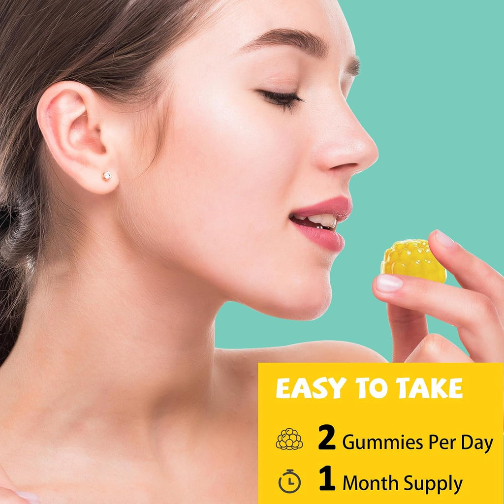 PYUNAFIT Vitamina E 400 UI Gomitas para Mujer con Vitamina A, C, Biotina y Zinc - 60 Gomitas