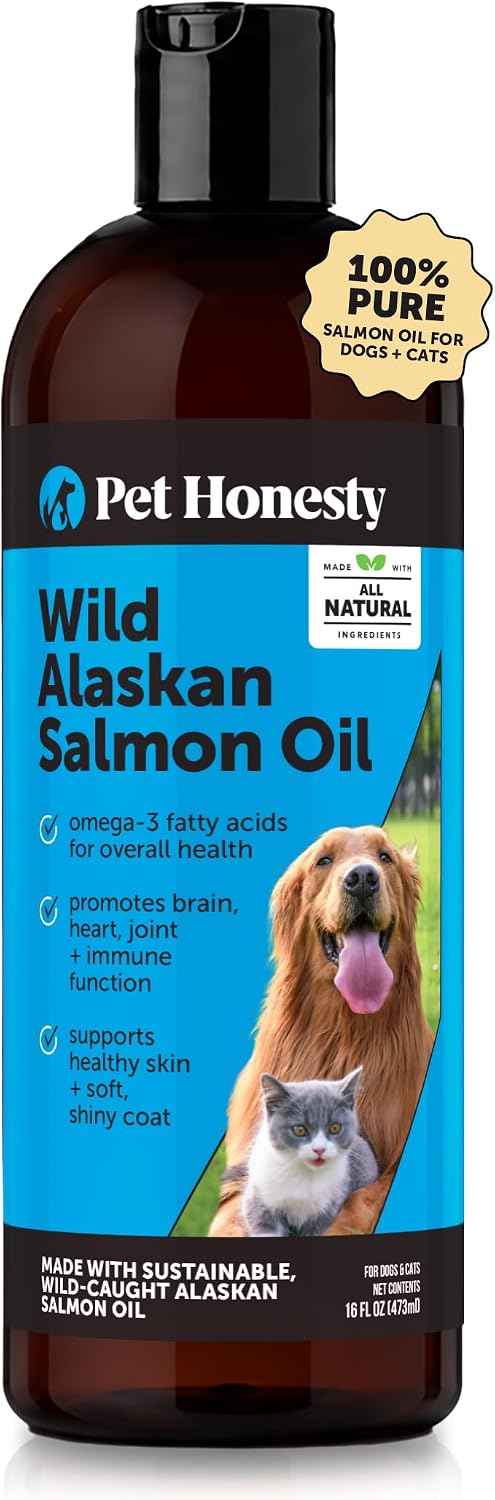 Aceite de Salmón Salvaje de Alaska para Perros y Gatos - Omega 3 EPA + DHA - Pet Honesty - 473 ml