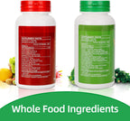 Fruit and Veggies Supplement – 2 Frascos (180 Cápsulas Vegetarianas) – Mezcla de 16 Frutas y 18 Verduras con Vitaminas y Minerales