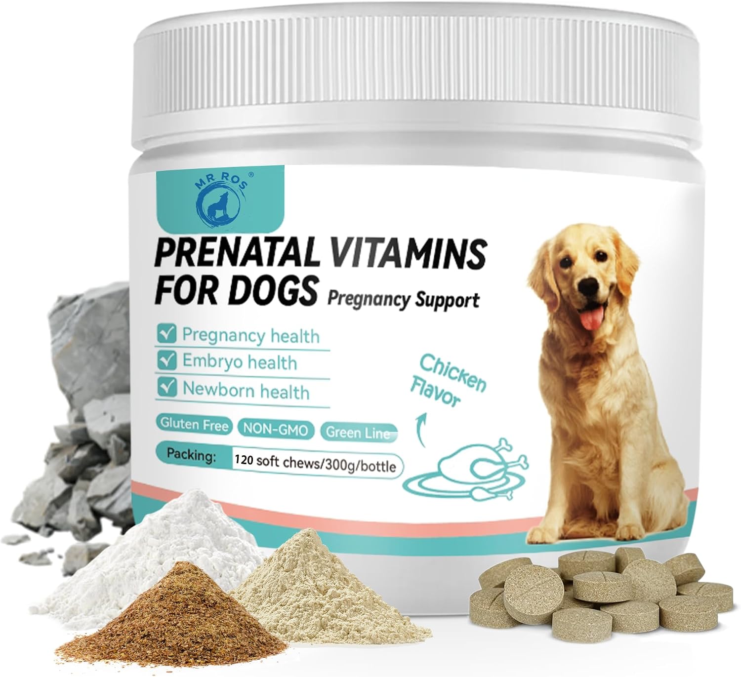 Mr Ros Multivitamínico prenatal masticable para perros - 120 comprimidos blandos