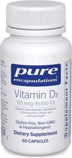 Pure Encapsulations Vitamina D3 125 mcg (5.000 UI) 120 Cápsulas Blandas