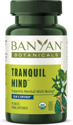 Banyan Botanicals Organic Tranquil Mind – 90 Comprimidos – Suplemento para el Sistema Nervioso y Relajación Física
