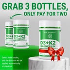 New Elements Vitamina D3 K2 10.000 UI con Magnesio Glicinato 500mg - 60 Cápsulas Blandas