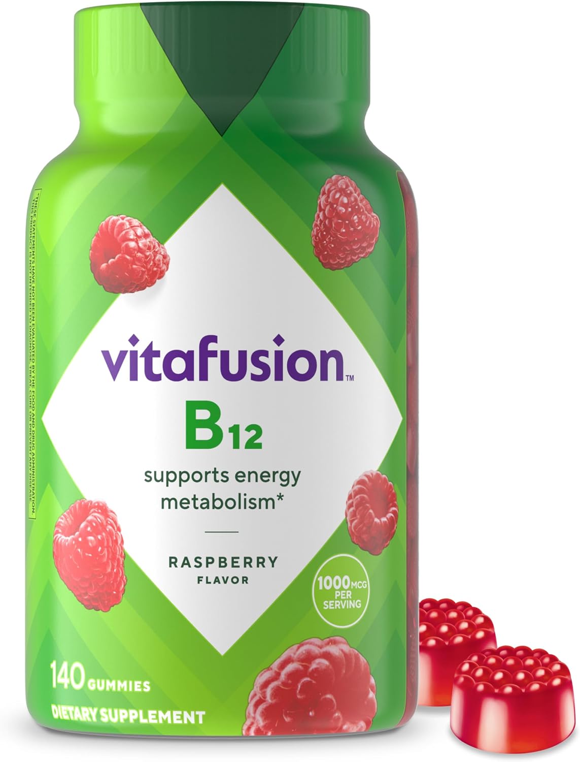 Vitafusion Vitamina B12 1000 mcg, 140 Gomitas, Sabor Frambuesa