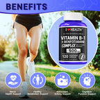Vitamin B1 500mg con Benfotiamina 20mg, 120 Cápsulas – Complejo B-1 2 en 1