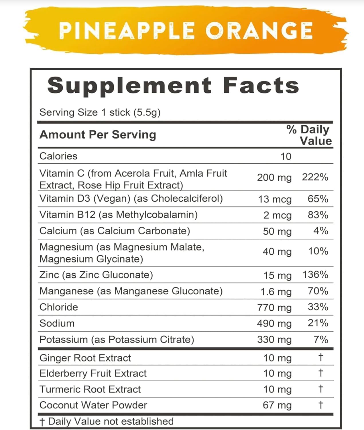 REDMOND Re-Lyte Immunity, Mezcla de Multivitaminas y Electrolitos (Piña Naranja)
