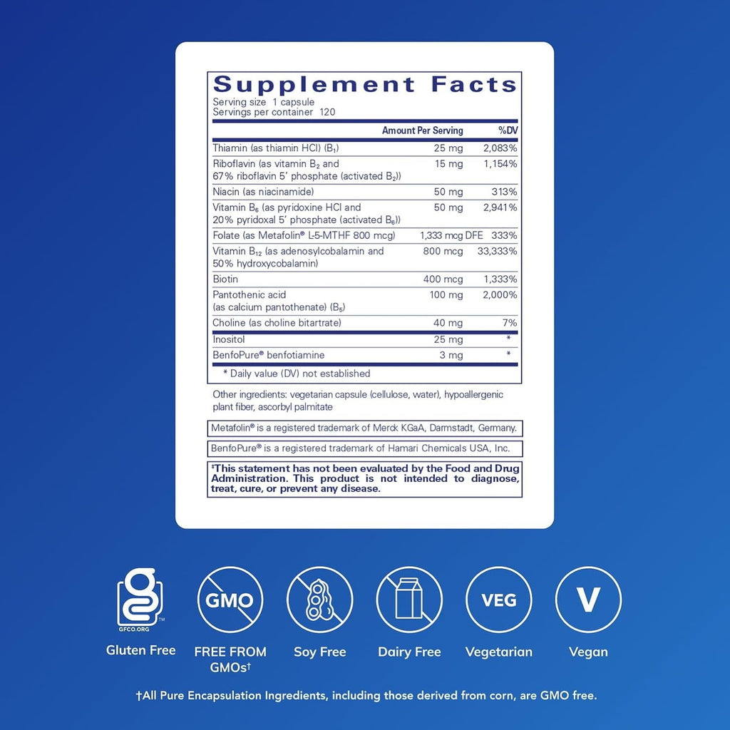 Pure Encapsulations PureGenomics B-Complex - Broad Spectrum B Vitamin Support for Genetic Expression, Cellular Function, Hormone Production & Energy Metabolism* - with Vitamin B12 & B6-120 Capsules