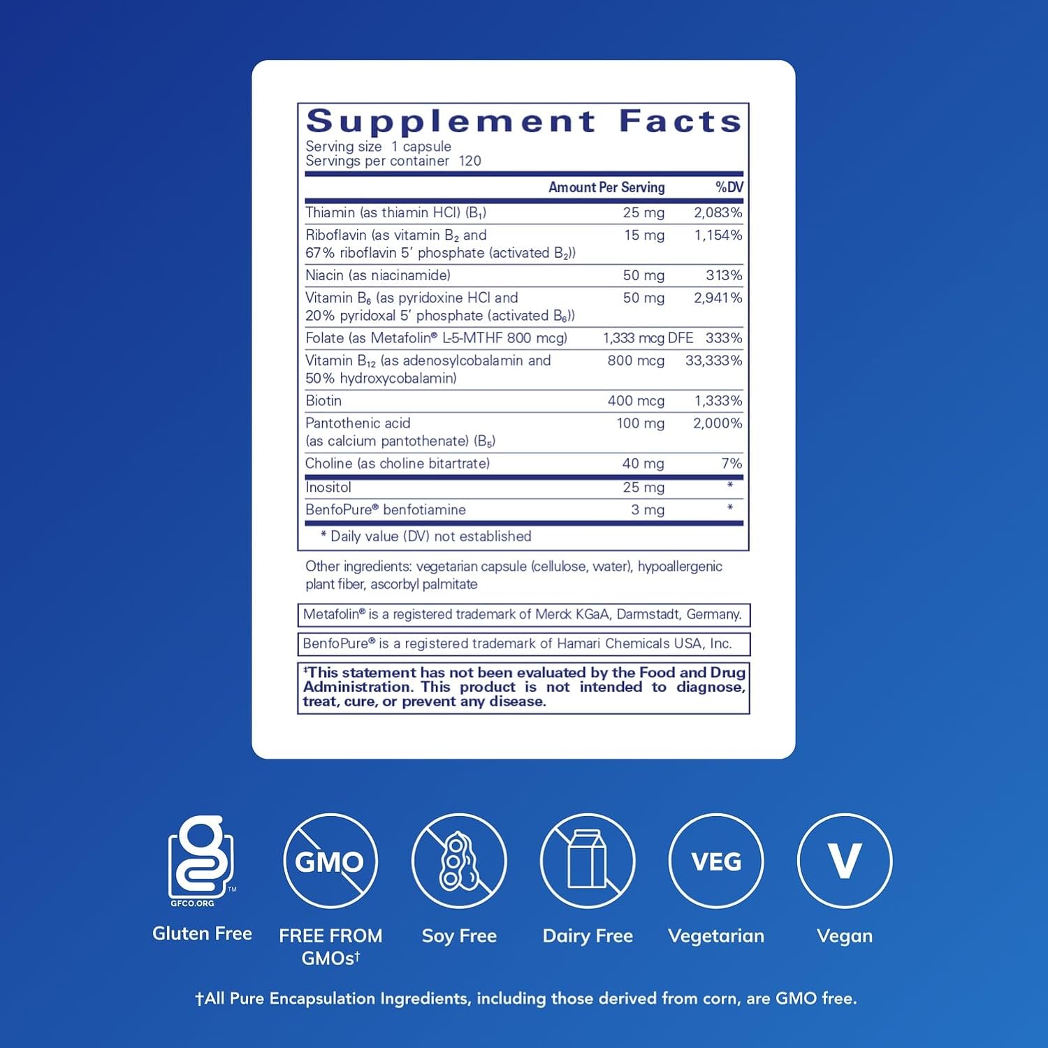 Pure Encapsulations PureGenomics B-Complex - Broad Spectrum B Vitamin Support for Genetic Expression, Cellular Function, Hormone Production & Energy Metabolism* - with Vitamin B12 & B6-120 Capsules