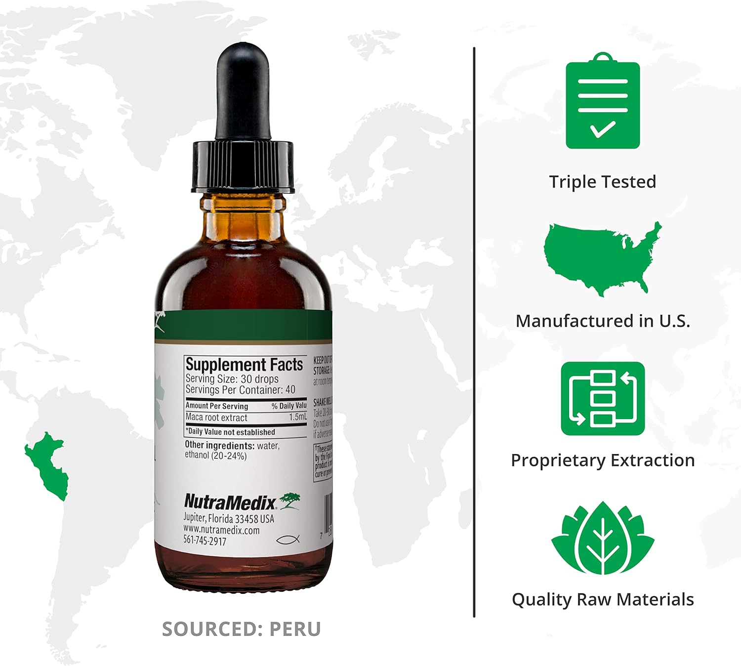 NutraMedix Maca Líquida - Complemento para el Estado de Ánimo con Extracto de Raíz de Maca Peruana - Apoyo Hormonal y Antioxidante - Vegano (60 ml)