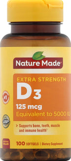 Nature Made Vitamina D3 5000 UI (125 mcg) – 90 Cápsulas Blandas