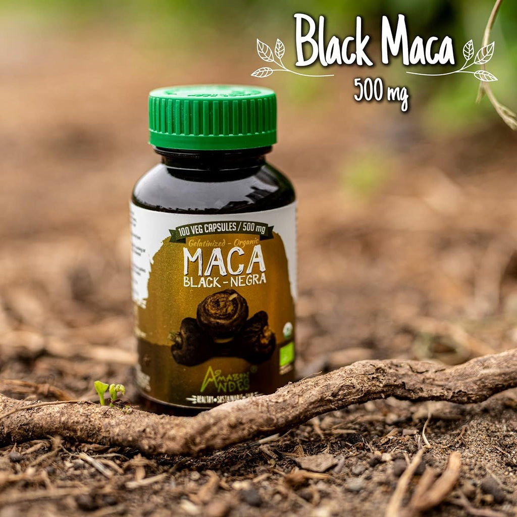 Cápsulas de Maca Negra Orgánica - 1500 mg por Dosis - Vegano y Sin Gluten