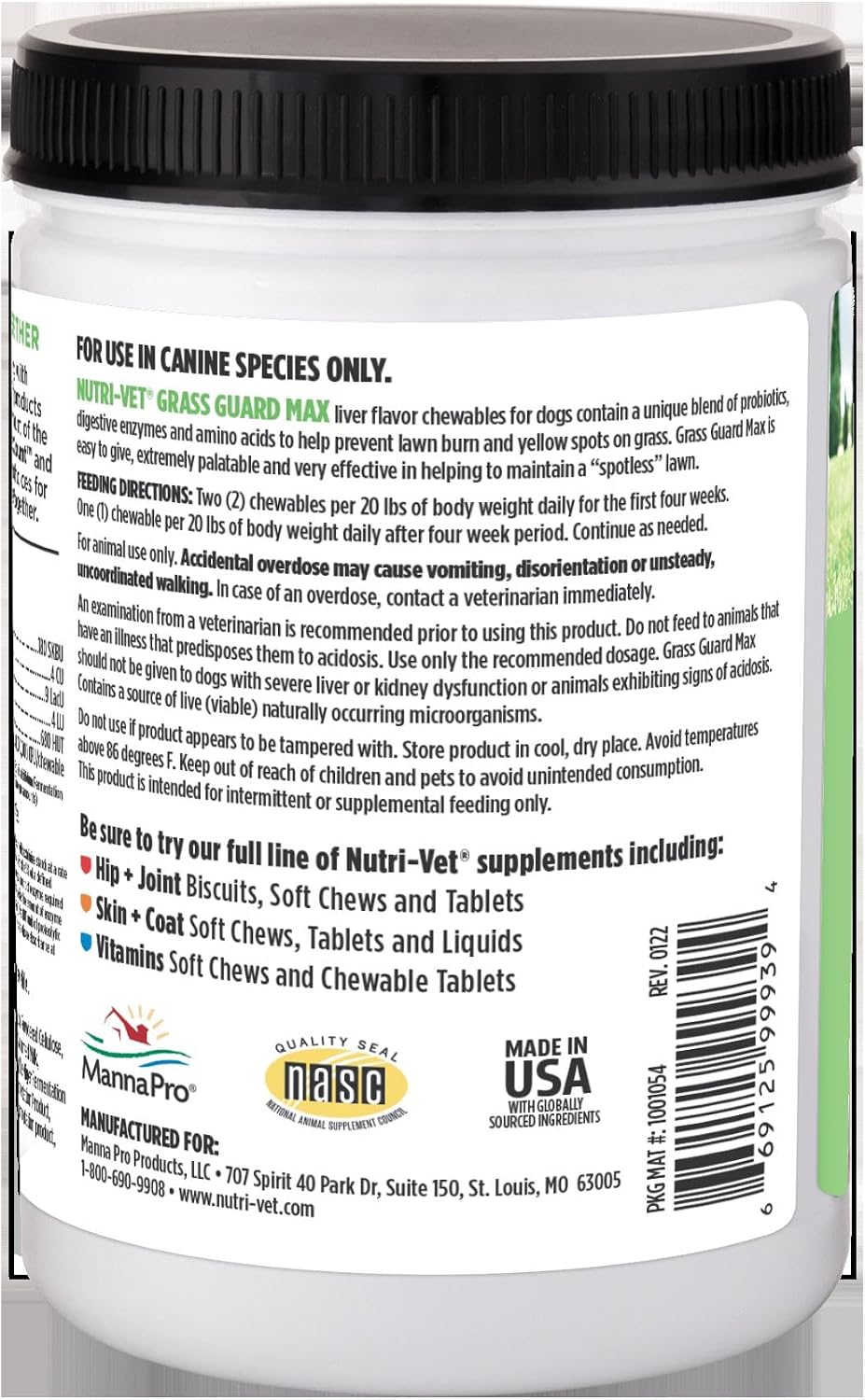 Nutri-Vet Grass Guard Masticables para Perros - 365 Comprimidos