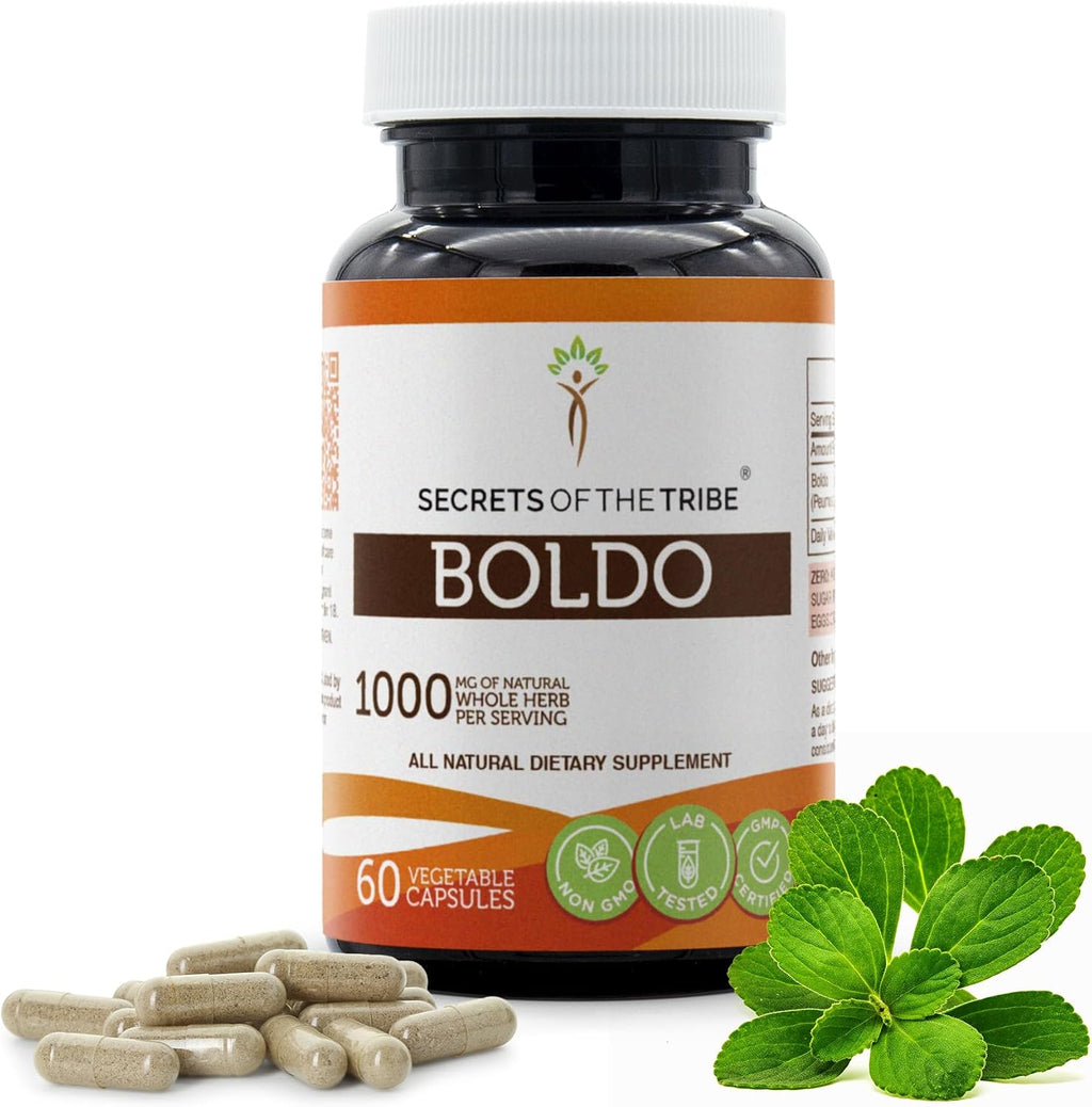 Boldo 60 Cápsulas, 1000 mg, Hoja Seca de Boldo (Peumus boldus) (60 Cápsulas)
