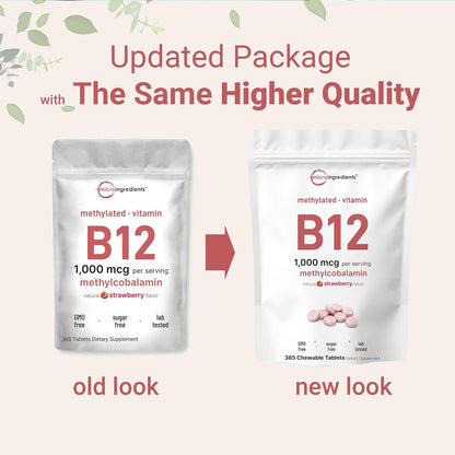 Micro Ingredients Vitamina B12 1000 mcg – Reducción del cansancio y la fatiga: Favorece el metabolismo energético, – Image 3