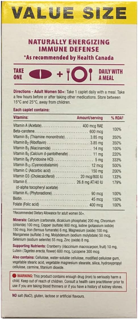 Jamieson Multivitamínico 100% Completo para Mujeres Mayores de 50 Años, 150 comprimidos