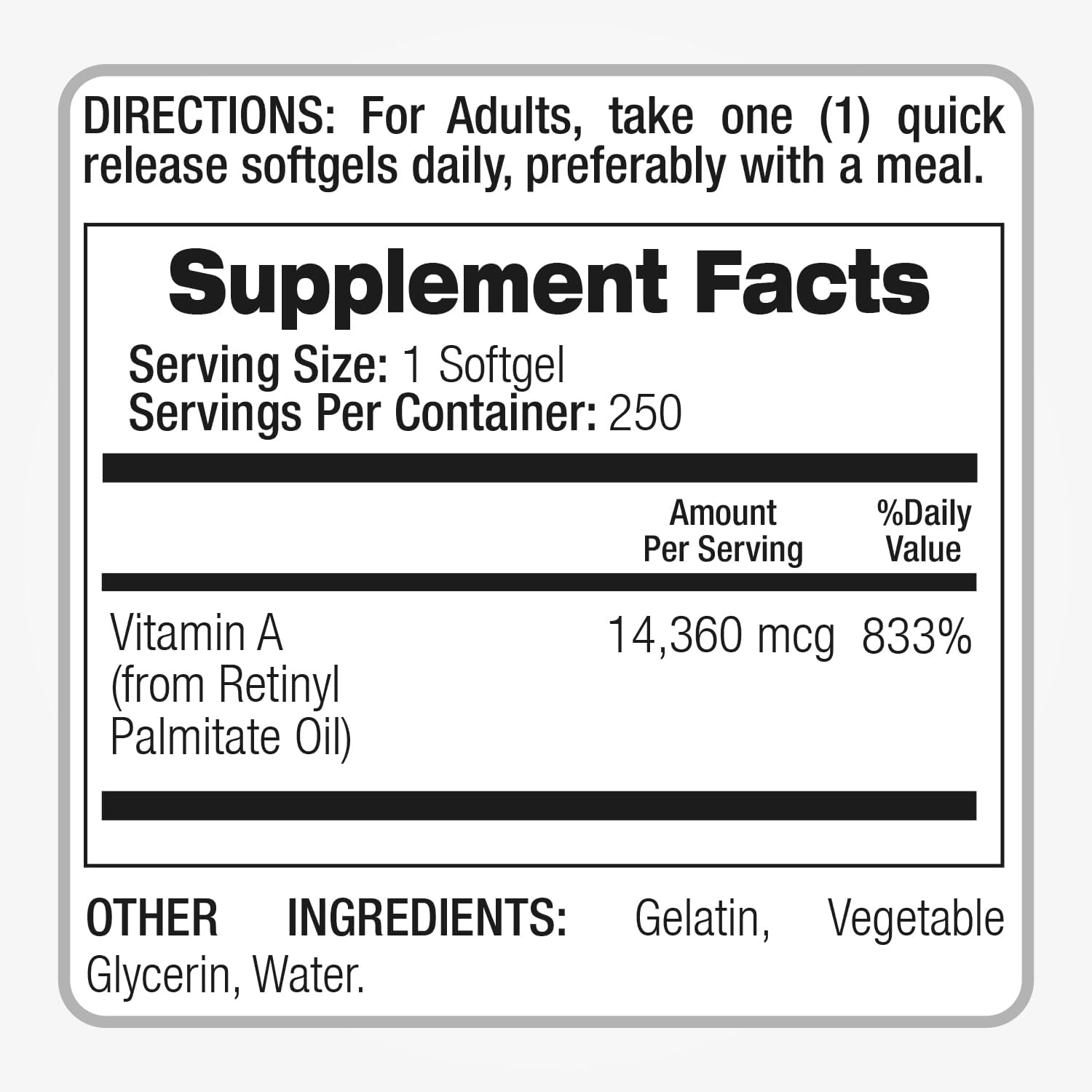 FITO MEDIC'S Lab - Vitamina A 25000 UI, 250 cápsulas blandas