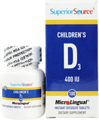 Superior Source Vitamina D3 400 UI para Niños, 100 Comprimidos Sublinguales