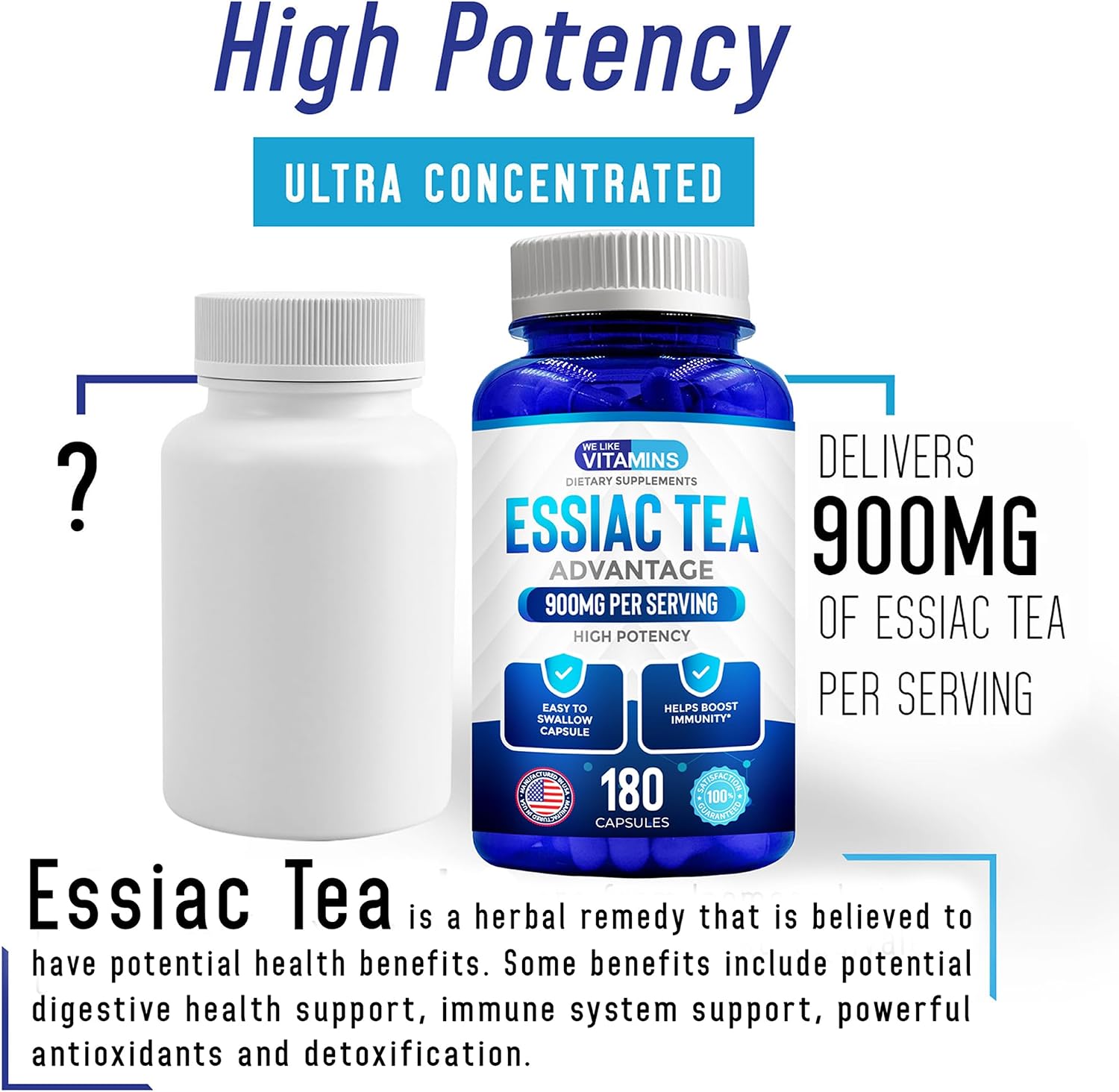 Essiac Tea Cápsulas de We Like Vitamins - 180 Cápsulas con Bardana, Acedera, Olmo Americano y Ruibarbo - 900mg por Dosis
