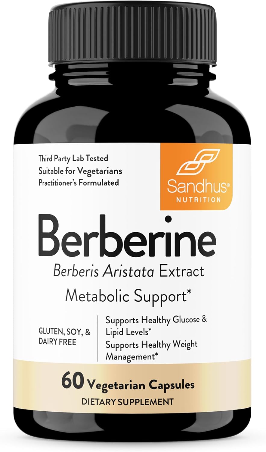 Sandhu's Berberina HCL 500mg por cápsula - 60 Cápsulas - Extracto de Berberis Aristata al 97% - Sin OGM, Vegetariano, Sin Gluten