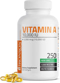 Bronson Vitamina A 10.000 UI - 250 Cápsulas Blandas - Fórmula Premium Sin OGM
