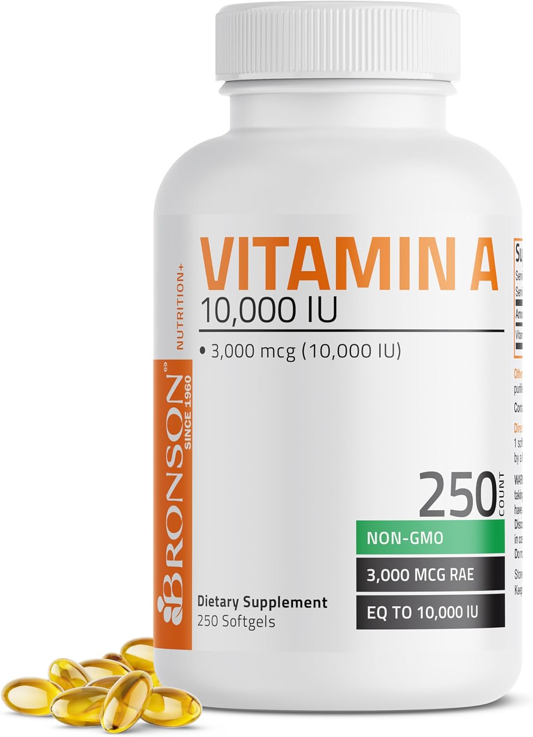 Bronson Vitamina A 10.000 UI - 180 Cápsulas Blandas