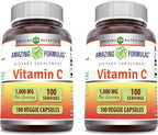 Amazing Formulas Suplemento de Vitamina C 1000 mg – 200 Cápsulas Veganas – No-GMO, Sin Gluten