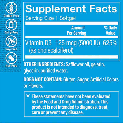 Vitamina D3 5000 UI - The Vitamin Shoppe | – Contribuye al mantenimiento de los huesos en condiciones normales. – Image 2