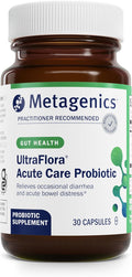 Metagenics UltraFlora Acute Care – Probiótico para Alivio Rápido de Molestias Intestinales, Hinchazón y Gases – 30 Cápsulas