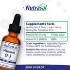 Nutrasal Micro D3 - Gotas de Vitamina D3, Alta Concentración (2 millones UI), 30 ml