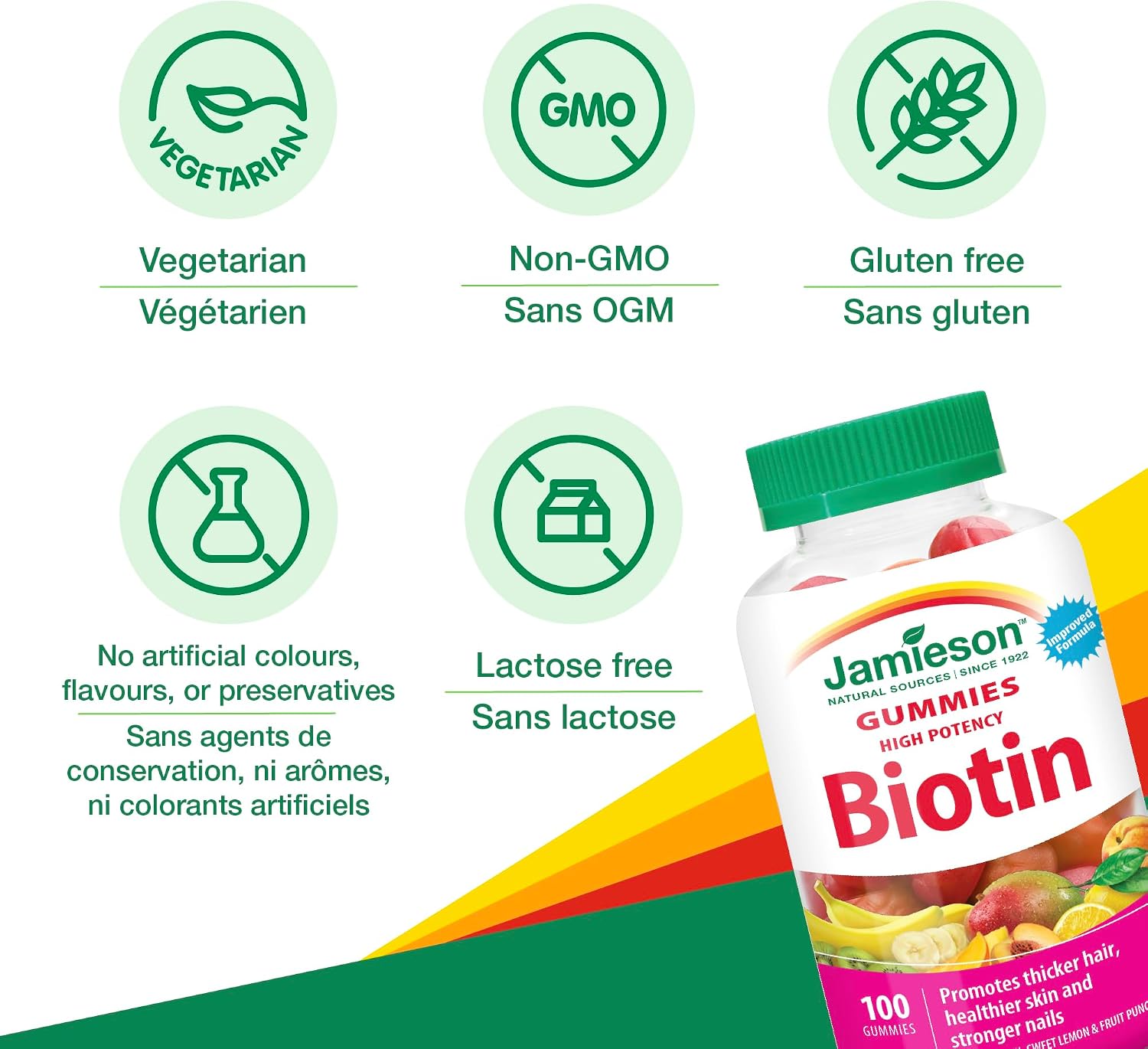 Gomitas de biotina de alta potencia Jamieson, 100 unidades