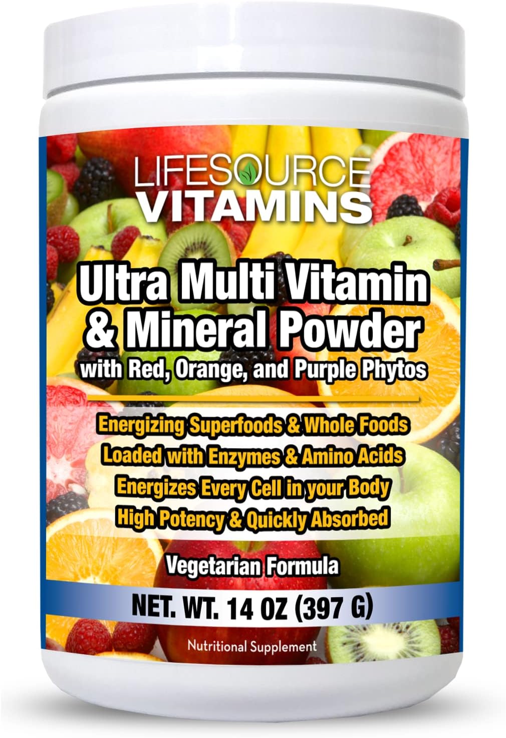 LifeSource Vitamins Ultra Multivitamínico y Mineral en Polvo con Fitoalimentos