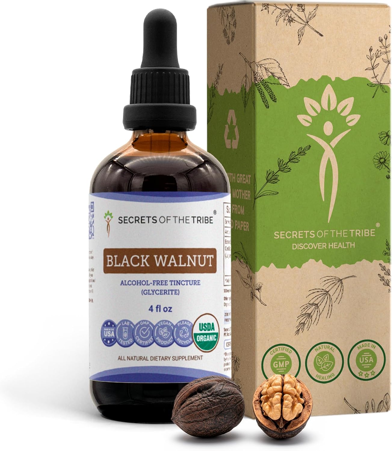 Secrets of the Tribe Extracto de Nogal Negro Ecológico sin Alcohol - 2 oz (59 ml)
